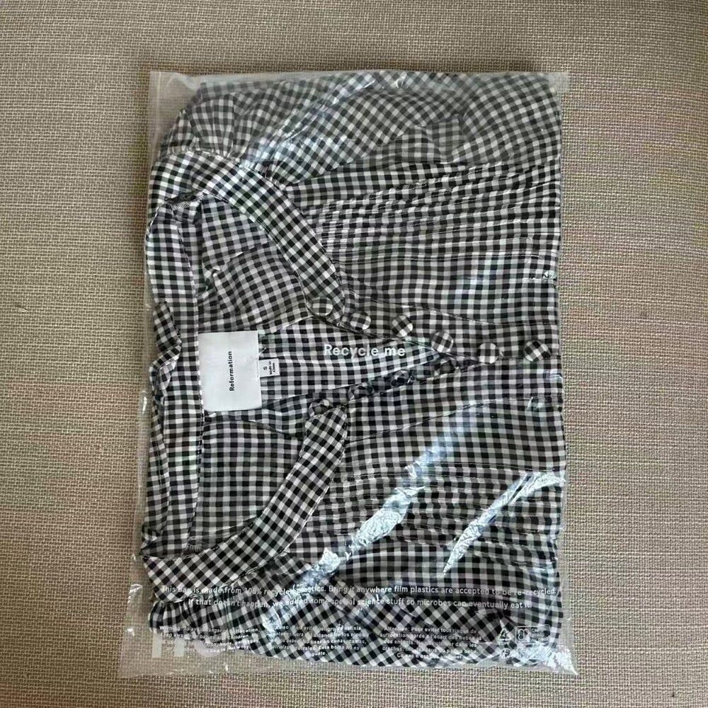 BEST Reformation Calia Top XS/M Remy Check Black White French Blouse - Picture 4 of 6